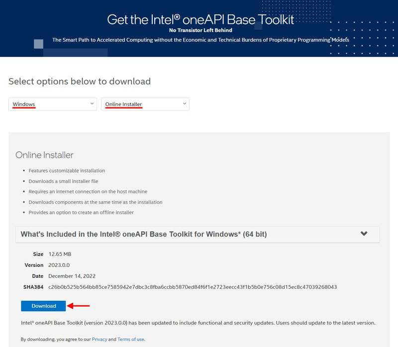 download intel oneapi base toolkit