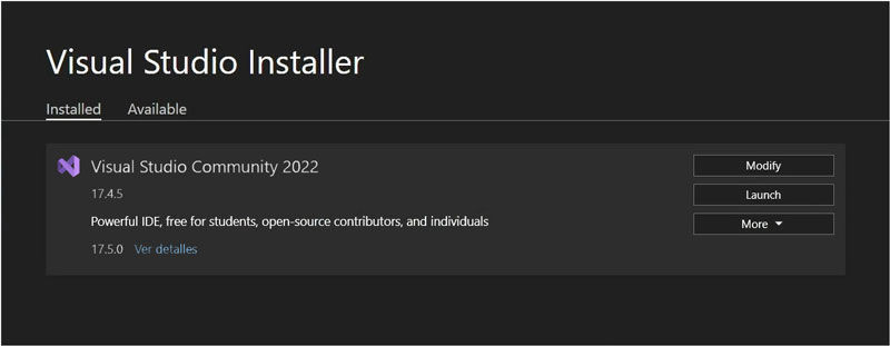 installer of visual studio community 2019