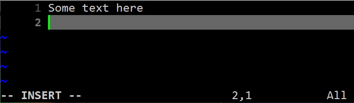 insert mode in vim text file