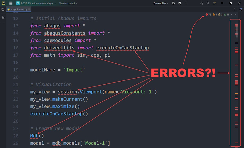 Pycharm Abaqus script error Python