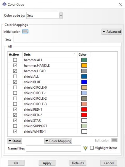 Custom color code by sets in Abaqus